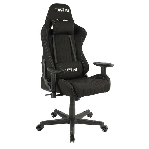 Fabric Ergonomic High Back Racer Style Video Gaming Chair Black Techni Sport