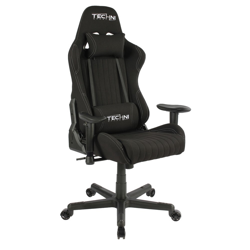 Photos - Computer Chair Fabric Ergonomic High Back Racer Style Video Gaming Chair Black - Techni Sport: Office, Swivel, Lumbar Support