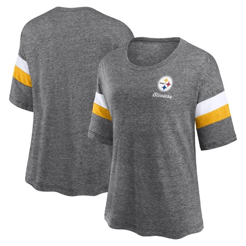 Nfl Steelers Women's Weak Side Blitz Marled Chest Short Sleeve T-shirt - L : Target