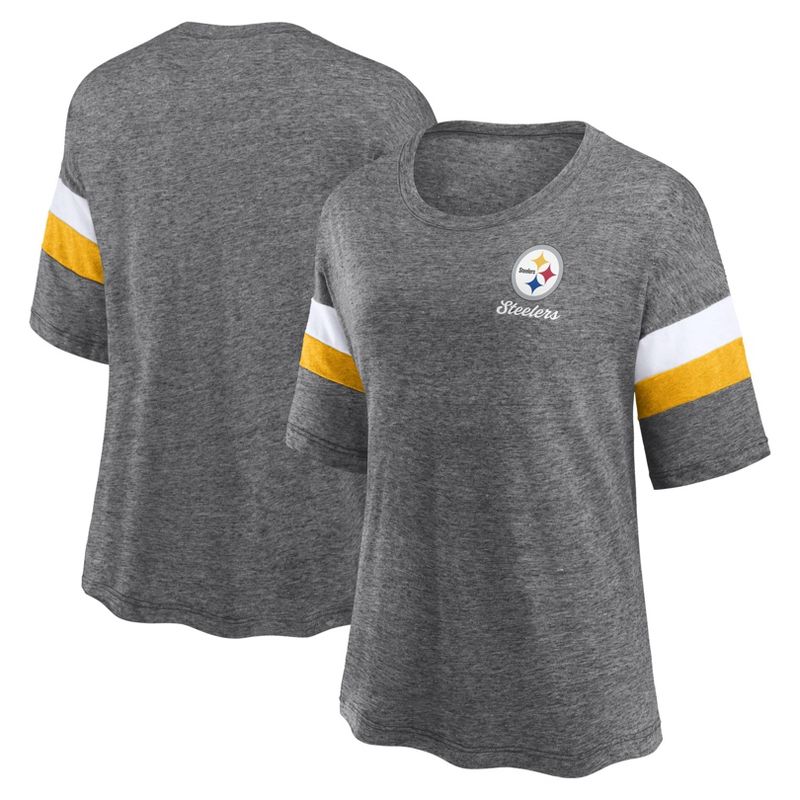 NFL Pittsburgh Steelers Women&#39;s Weak Side Blitz Marled Left Chest Short Sleeve T-Shirt, 1 of 4