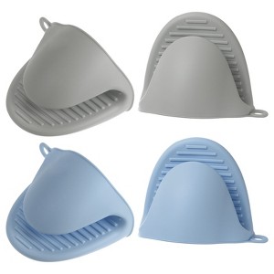 Unique Bargains Heat Resistant Kitchen Utensil Sets Silicone Oven Mitts 4 Pcs - 1 of 4