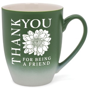 Elanze Designs Thank You For Being A Friend Two Toned Ombre Matte Green and White 12 ounce Ceramic Stoneware Coffee Cup Mug - 1 of 4