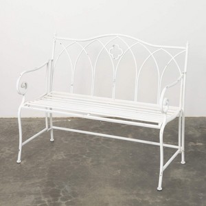 Sullivans Crisp White Metal Garden Bench 36"H White - 1 of 4