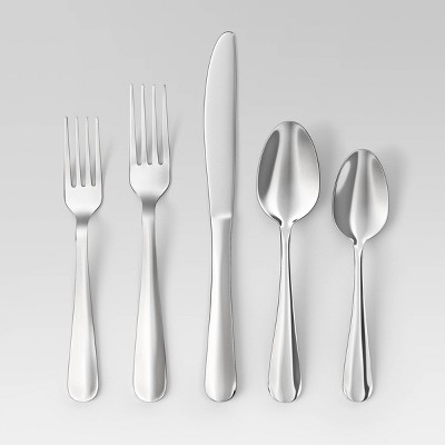 20pc Squared Straight Flatware Set Black - Room Essentials™ : Target