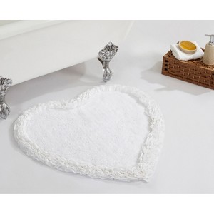 Shaggy Border Collection Bath Rug 100% Cotton Tufted Weave Ruffle Border Pattern Bathroom Rug for Machine Washable Bath Mat - 1 of 4