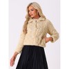 Allegra K Women's Faux Fur Fluffy Collar Cropped Winter Warm Outwear Casual Coat - 4 of 4