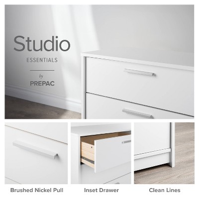 White 3-Drawer Wood Nightstand with Engineered Composite Top