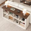 2-Tier 8 Cube Book Shelf, Rustic Farmhouse Wood Horizontal Bookshelf, Bookcase Cabinet, Storage Organizer - 3 of 4
