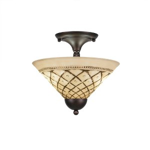 Toltec Lighting Any 2 - Light Flush Mount in  Bronze with 12" Chocolate Icing Shade - 1 of 1