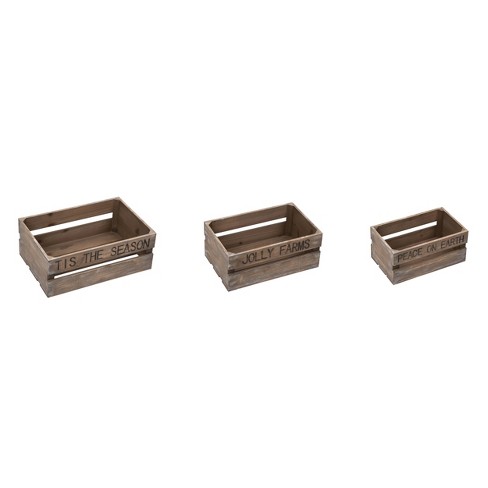 Transpac Wood 18 in. Brown Christmas Rustic Nested Crates Set of 3 - image 1 of 2