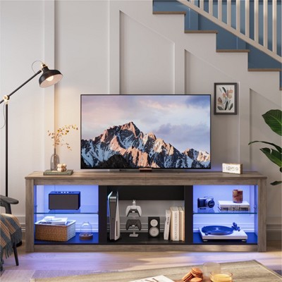 Bestier TV Stand Modern Entertainment Center for TVs up to 75" with LED Light and Storage Shelves