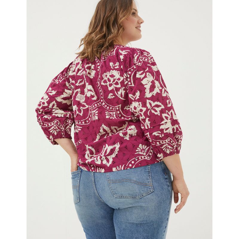 FatFace Women's Plus Size Imogen Broderie Floral Blouse, 2 of 4