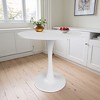MAYEERTY 31.5" Small Round Dining Tulip Table, Wood Top, Metal Base, Seats 2-4, Black - 3 of 4