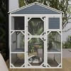 LAOTIES 71" Wooden Outdoor Catio,Large Cat Enclosure with Waterproof Roof,3 Platforms And 2 Cozy Napping Houses - 2 of 4