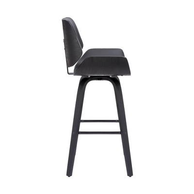 26" Gray Faux Leather Swivel Wood Counter Stool