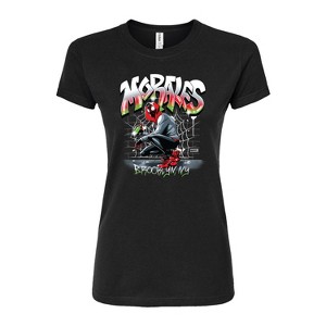 Women's - Marvel - Spider-man Miles Morales Spray Paint Fitted Graphic T-Shirt - 1 of 3