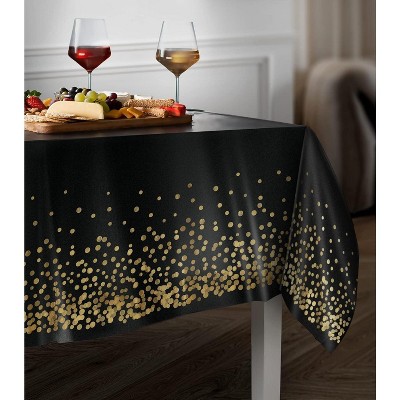 Prestee Black and Gold Table Cloths for Parties, 4pk, 54x108