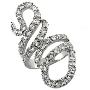 Slickblue Women's Rhodium Brass Ring with Clear CZ Stone, Stylish and Timeless Jewelry Gift, Size 7-9 - 1 of 3