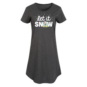 Women's SpongeBob SquarePants Let It Snow Graphic T-shirt Dress - Heather Charcoal - 4X - 1 of 4