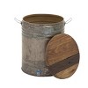 Olivia & May Farmhouse Tin and Wood Stool Gray: No Assembly Required, Metal Frame, Round Accent Table with Storage - 3 of 4