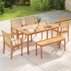 Tangkula 63" Outdoor Dining Table w/ Umbrella Hole Slatted Tabletop for Backyard - 3 of 4