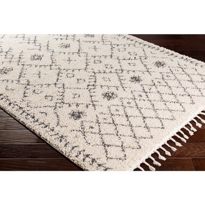 Hand-Knotted Charcoal Gray Geometric Round Fur Rug