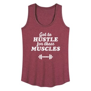 Women's - Instant Message - Got To Hustle For These Muscles Graphic Racerback Tank - 1 of 4