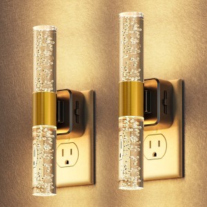 YANSUN 1W Integrated LED Plug-In Night Light, Warm 3000K, Acrylic Bubble Rod, Slide Dimming, Light Sensor, 1-Pack - 1 of 1