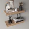 SEVOBAL Utility Storage Shelves Bookshelf Set of 2 Wide Floating Shelves, Modern Wall-Mounted Storage for Living Room, Beige, 32"*11"*4" - 2 of 4