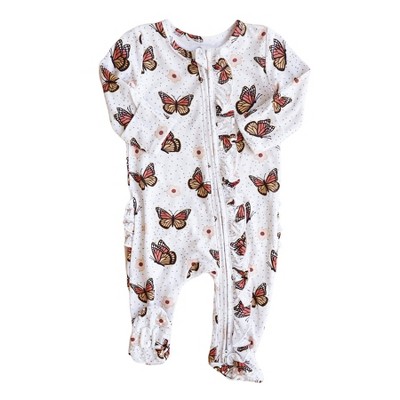 Image of Caden Lane Butterfly Kisses Ruffle Zipper Footie