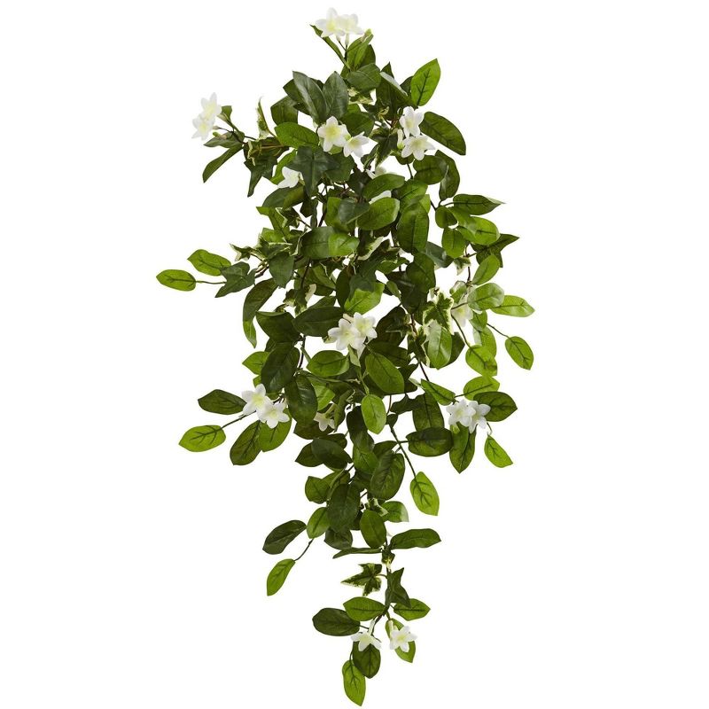 Nearly Natural 19-in Mixed Stephanotis & Ivy Hanging Artificial Plant (Set of 4), 1 of 2