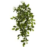 Nearly Natural 19-in Mixed Stephanotis & Ivy Hanging Artificial Plant (Set of 4)