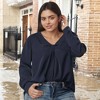 Agnes Orinda Women's Plus Size V Neck Long Sleeve Casual Twist Knot Tops - 3 of 4