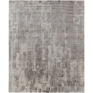 Gray and Ivory Abstract Hand Woven Worn Faded Area Rug - 1 of 4
