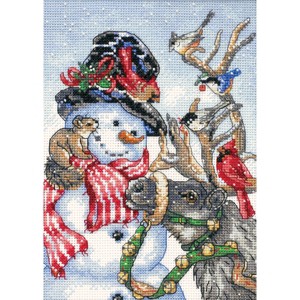 Dimensions Gold Petite Counted Cross Stitch Kit 5"X7"-Snowman & Reindeer - 1 of 1