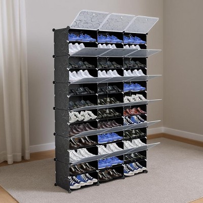 GustoWave hoe Rack Organizer, 12 Tier Shoe Storage Cabinet for 72 Pair of Shoes, 36 Grids Expandable Plastic Shoe Shelves for Closet, Entryway,Hallway