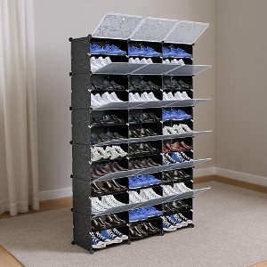 GustoWave hoe Rack Organizer, 12 Tier Shoe Storage Cabinet for 72 Pair of Shoes, 36 Grids Expandable Plastic Shoe Shelves for Closet, Entryway,Hallway - 1 of 4