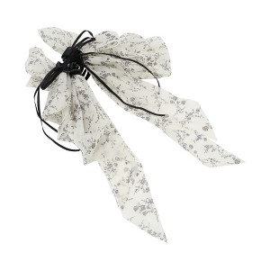 Unique Bargains Floral Bow Pattern Hair Clip 7.87"x1.77"x12.20" White Blue 1 Pc - 1 of 4