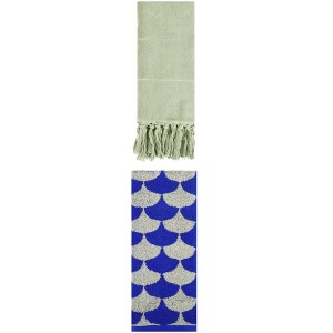 REGALWOVEN 2 Packs Cotton Geometric and Solid Absorbent Soft Hand Towel for Bathroom Kitchen - 1 of 4