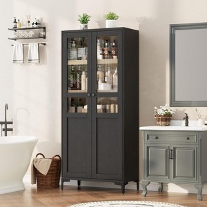 63 Inch Tall Storage Cabinet, Kitchen Pantry 5 Tier Bathroom Cabinet with 2 Doors Adjustable Shelves for Kitchen, Dining Room, Bathroom - 1 of 4