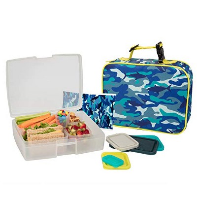 9 Pieces Bento Box Mermaid 5 Containers and Ice Pack Girls Insulated Lunchbox Tote Bentology Lunch Bag and Box Set for Kids 