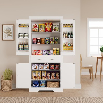 Kitchen Pantry Cabinet, 72”Pantry Storage Cabinet with 1 Drawer and 4 Doors, Adjustable Shelves, Tall Storage Pantry for Kitchen, Dining Room