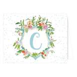 10ct Folded Notes - Vintage Floral Crest Monogram - C