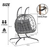 Rattan Double Egg Chair with Stand,Garden Hanging Wicker Egg Chair Outdoor Patio Egg Swing Chair With Cushion And Headrest-Cuddlewood - 4 of 4