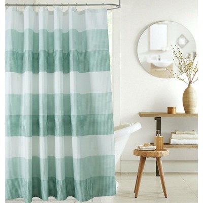 Kate Aurora Spa Accents Striped Waffle Fabric Shower Curtain