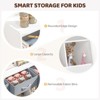 SUGIFT Kids Storage Organizer Shelf with Book Rack and Fabric Bins, Wooden Toy Organizer with Vertical Canvas Slots and Drawers - 3 of 4