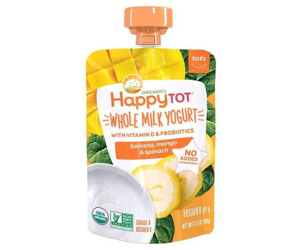 Organics Happy Tot Banana Mango & Spinach Flavored Whole Milk Yogurt - 3.5oz
