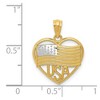 Black Bow Jewelry 14k Yellow Gold and White Rhodium USA Flag Heart Pendant, 16 x 20mm - 4 of 4
