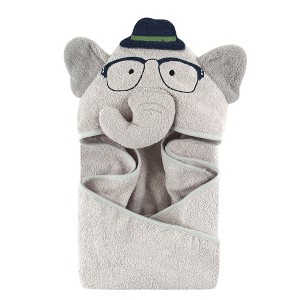Hudson Baby Infant Boy Cotton Animal Face Hooded Towel, Smart Elephant, One Size - 1 of 1