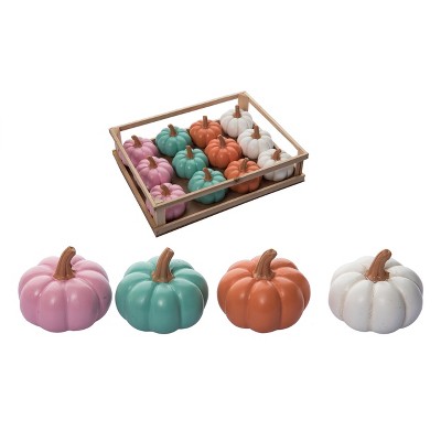 Transpac Resin 10.43 in. Halloween Pastel Pumpkin in Display Set of 12
